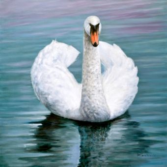 Schwan , Öl auf Leinwand , 70 x 70 cm , © 2020 Heino Karschewski