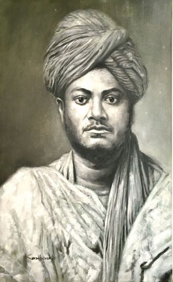 Portrait Swami Vivekananda , Öl auf Leinwand , 65 x 40 cm , © 2021 Heino Karschewski