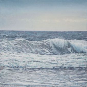 Wellen bei Flut 1 , Öl auf Leinwand , 50 x 50 cm , ©2015 Heino Karschewski