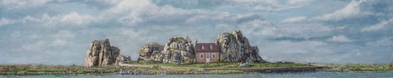 Maison de Gouffre - Haus zwischen den Felsen , Öl/Lwd , 50 x 140 cm , ©2013 Heino Karschewski Maison de Gouffre - Haus zwischen den Felsen , Öl/Lwd , 50 x 140 cm , ©2013 Heino Karschewski