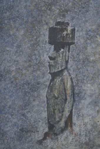 Zeichnung: Moai 5 , Zeichnung , 30 x 20 cm , © 2012 Heino Karschewski