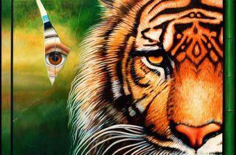 Im Auge des Betrachters 3 (Tiger) , Öl/Lwd , 130 x 200 cm , © 2008 Heino Karschewski