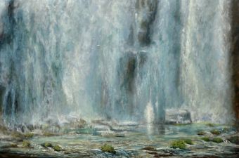 Wasserfall 2 , Öl auf Leinwand , 100 x 150 cm , ©2021 Heino Karschewski
