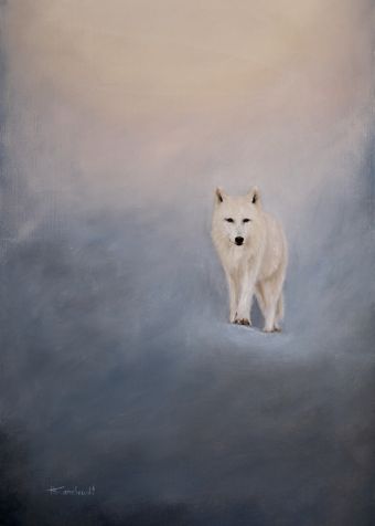 Amarok (Polarwolf) , Öl auf Leinwand , 70 x 50 cm , ©2023 Heino Karschewski